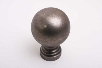 Bol knop rond 60mm met voet zilver antiek