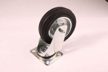 Zwenkwiel - transportwiel kogel gelagerd 140mm rubber band en stalen velg - 178mm hoogte ongeremd