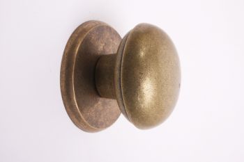 Deurknop brons antiek voor voordeur met rozet rond 80mm