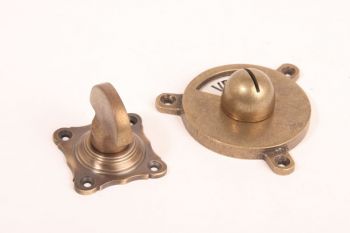 WC sluiting brons antiek half ronde knop + rozet 159 zwart/wit